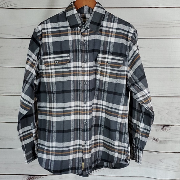 NWOT Jach's• L shirt flannel plaid gray button up - Picture 1 of 11